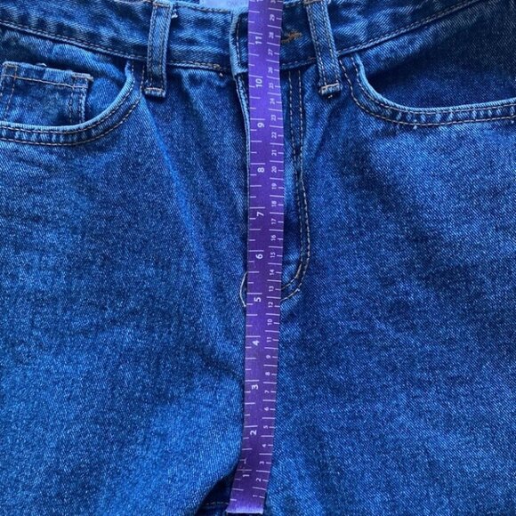 Oak + Fort Wide Leg crop Raw Hem Rigid Jeans Medium - Picture 6 of 9